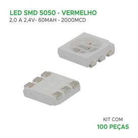 100x Led Smd 5050 Vermelho -2.0-2.4v 60 Mah 620-630 2000 Mcd