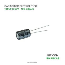 50x Capacitor Eletrolítico 100uf x 63v 105graus