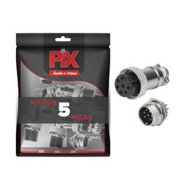 5x Conjunto Plug Conector Mike Kit Macho e Fêmea 7 Pinos - PIX