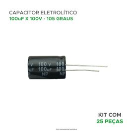 25x Capacitor Eletrolítico 100uf x 100v 105º Kit c/25 Peças