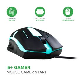 Mouse Gamer Nemesis Start 1200 Dpi Ajustável Com Fio - 5+