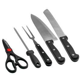 Kit Churrasco Cozinha Facas Chaira Tesoura Completo