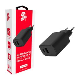 Carregador Ultrarrápido Duplo Usb A + Tipo C Power 20w