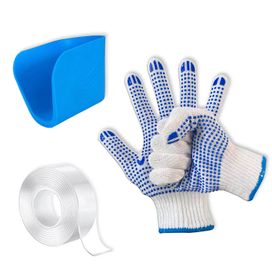Kit Luva De Segurança + Aplicador De Rejunte + Fita Nano Gel