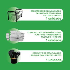 Kit Utensílios de Silicone Escorredor Louça Potes Herméticos