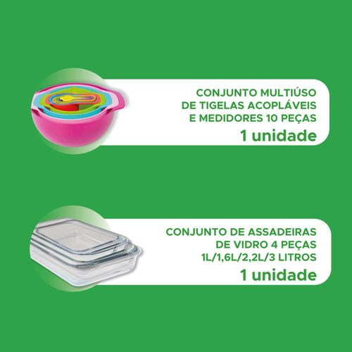 Kit Tigelas Coloridas 10 Peças + Conjunto Assadeiras 4 Peças
