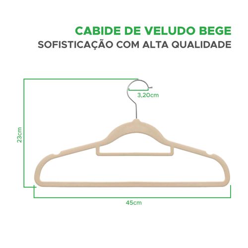 Kit 10 Cabides Veludo 10 Ganchos Adesivo 5 Organizador Fios