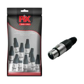 10x Plug Xlr Cannon Fêmea 4 Vias Corpo Metálico - Preto
