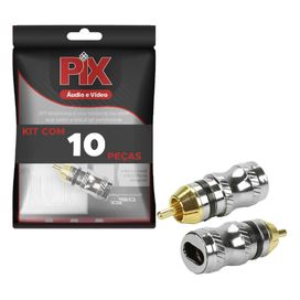 10x Conector Plug Rca Profissional Entrada Chata - PIX