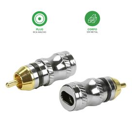 10x Conector Plug Rca Profissional Entrada Chata - PIX