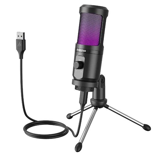 Microfone Gamer Condensador RGB Maono PM461RGB USB Para Podcast
