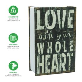 Cofre Livro Camuflado 2 Chaves Discreto Porta Joias Love