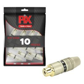 10x Plug Rca Fêmea profissional Original Pix Ponta Ouro 24k
