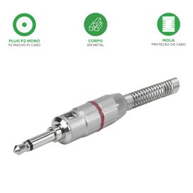 Plug Conector P2 Macho Mono Profissional - Original