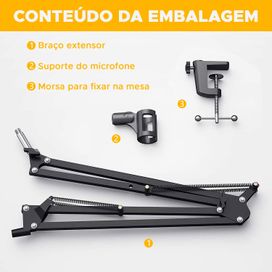 Suporte de Microfone Braço de Tesoura Maono AU-B01 Com Suspensão
