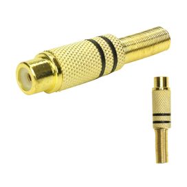 10x Plug Rca Fêmea Gold 24k Linha Profissional 4mm