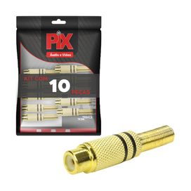 10x Plug Rca Fêmea Gold 24k Linha Profissional 4mm