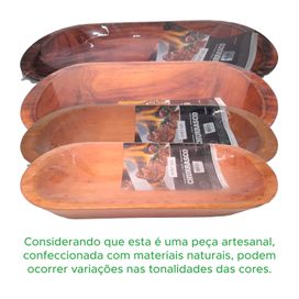 Gamela Madeira 25x45cm Petisco Decoração Carnes Churrasco