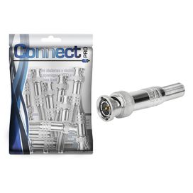 10x Conector Bnc Macho Com Mola E Parafuso Cftv - Connect Pro