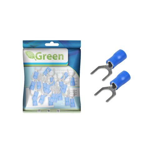 20x Terminal Forquilha M6 Pré-isolado Azul 1,5 Até 2,5mm²