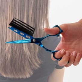 Tesoura Fio Navalha Com Pente Removível Para Barba E Cabelo