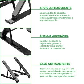 Base Suporte Ergonômico P/ Notebook/Netbook/Tablet Dobrável