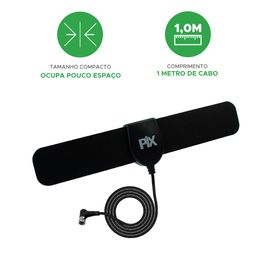 Antena Digital Interna Hdtv Ultra Slim Cabo 1m Conector F 90°