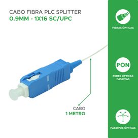 Cabo Fibra Plc Splitter 0.9mm 1x16 Sc/upc Sm Anatel 1 Metro