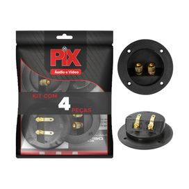 4x Terminal Borne Redondo 75mm Profissional Para Caixa De Som - PIX