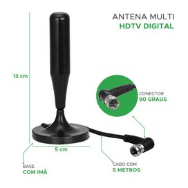 Antena Tv Digital Mixtou Uhf Vhf Interna Premium Cabo 5 Mts