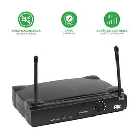 Microfones Wireless 60m Uhf Und. Frequência 614,50 MHZ - PIX