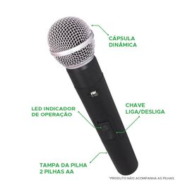 Microfone Sem Fio Uhf 60 Metros Bastão + Headset 668,70mhz - PIX
