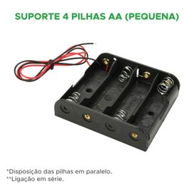 10x Suporte Para 4 Pilhas AA Com Rabicho Ligação Paralelo - Green