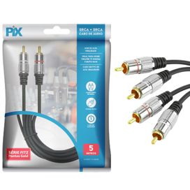 Cabo Rca Linha Fitz 5 metros 2 + 2 Rca Blindagem Dupla - PIX