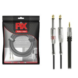 Cabo P2 Estéreo Para 2 P10 Mono Plug Metal Fitz - PIX