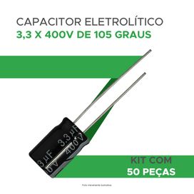 50x Capacitor Eletrolítico 3,3uf x 400v 105 Graus - ChipSCE