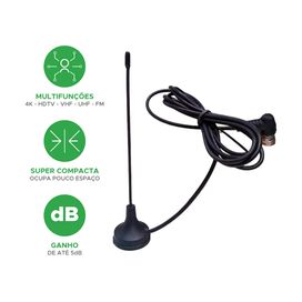 Antena Mini Tv Sinal Digital Interna Slim Compacta - 1,5m