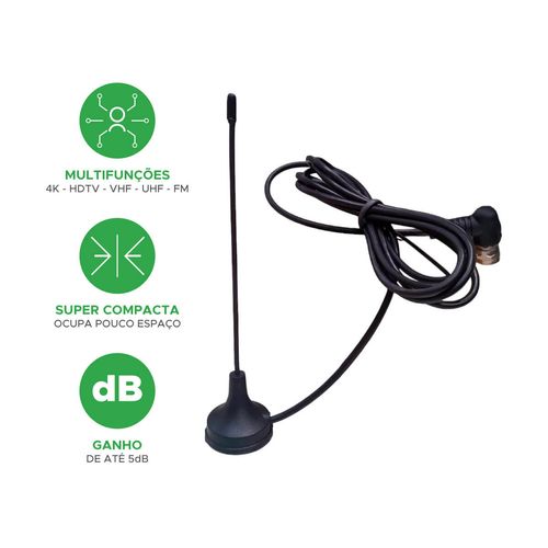 Antena Mini Tv Sinal Digital Interna Slim Compacta - 1,5m