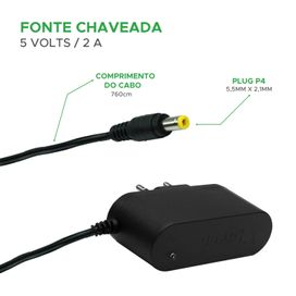Fonte Chaveada 5V 2A Bivolt - Plug 5,5x,1mm