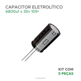 5x Capacitor Eletrolítico 6800uf x 35v 105º Kit c/ 5 Peças