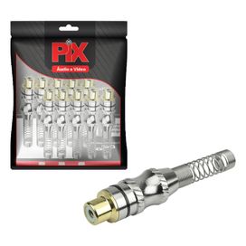 10x Conector Plug Rca Fêmea 24k Com Mola Profissional