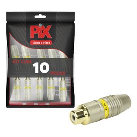 10x Plug Rca Fêmea Profissional Original Pix Ponta Ouro 24k
