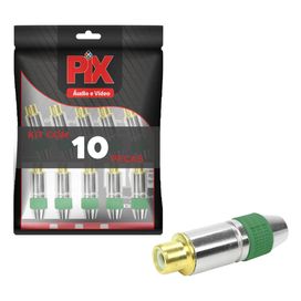 10x Plug Rca Fêmea Profissional Style Ponta Ouro 24k