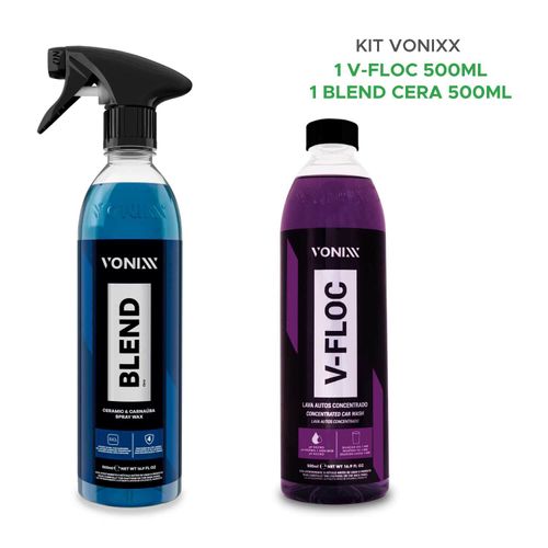 Kit Brilho Auto Shampoo V-floc + Cera Blend 500ml Vonixx