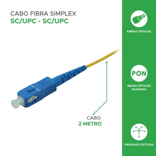 Cordão Óptico Sc-upc Sc-upc Simplex - 2m Patch Cord