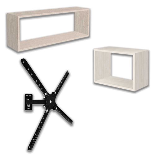 Kit 2 Nichos 40x28 e 80x28 + 1 Suporte P/ Tv Biarticulado