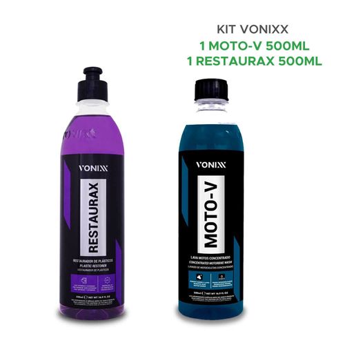 Kit Limpeza Vonixx Restaurax + Moto-v Shampoo Desengraxante