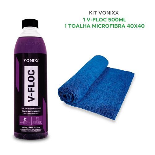 Kit Automotivo Vonixx Toalha Microfibra + V-floc 500ml