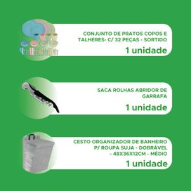 Kit Aparelho De Jantar 32 Pçs + Saca Rolha + Cesto De Roupa