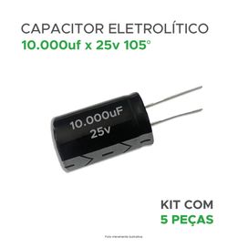 5x Capacitor Eletrolítico 10.000uf x 25v 105graus